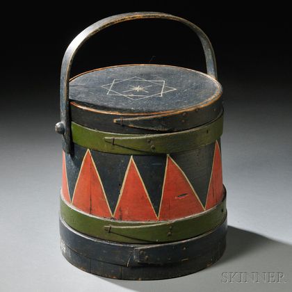 Paint-decorated Firkin with Swing Handle