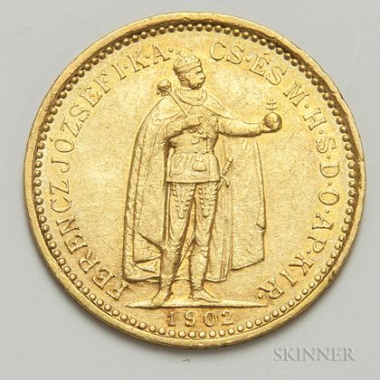 1902 Hungarian 10 Korona Gold Coin