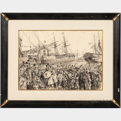 Johann Nepomuk Schönberg (Austrian, b. 1844) British Troop Ships at Alexandria