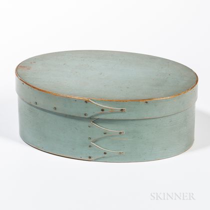 Light Blue/Green-painted Oval Shaker Pantry Box