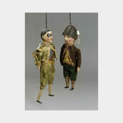 Two Continental Polychrome Wood Puppets