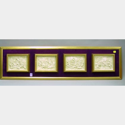 Framed Group of Four Classical Plaster Plaques. 
