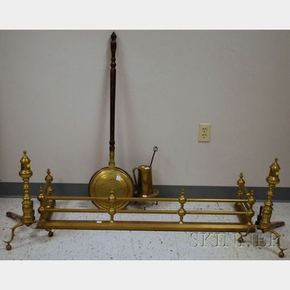 Six Brass Hearth and Fireplace Items