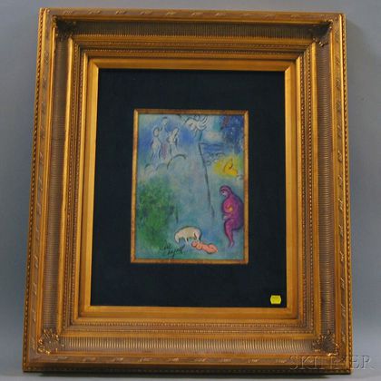 After Marc Chagall (French/Russian, 1887-1985) Decouverte de Chloe par Daphnis.