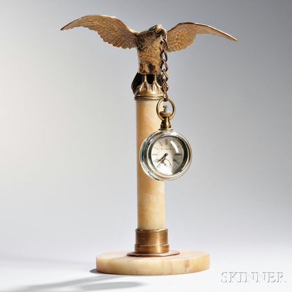 German Alabaster and Gilt-metal Eagle Clock
