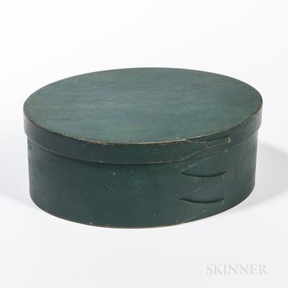 Dark Green-painted Oval Shaker Pantry Box