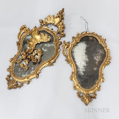 Pair of Italian Rococo Carved Gilt-gesso Mirrors