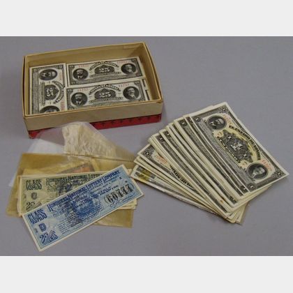 Group of 19th Century U.S. Fractional Currency and Fragments, and 20th Century Foreign Currency and Tickets