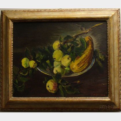 Framed Gregory McLoughlin Oil on Board Still Life Summer Apples
