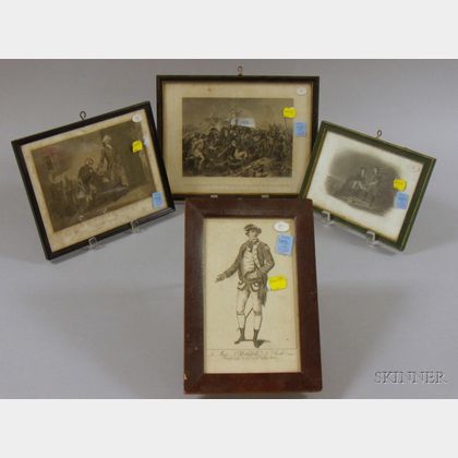 Four Framed Prints Depicting 18th Century Military Scenes and Figures