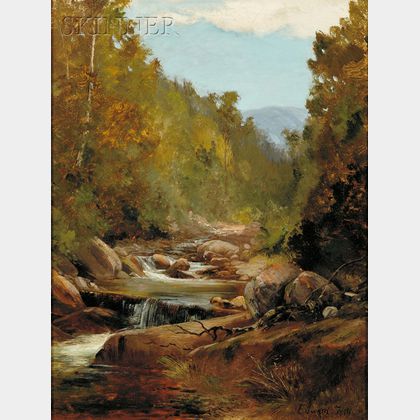 Edward Hill (American, 1843-1923) Lot of Two Landscapes: Autumn Brook, Possibly the White Mountains, New Hampshire