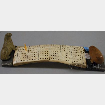 Inuit Bone and Soapstone Cribbage Board
