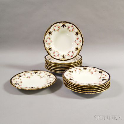 Set of Fourteen Coalport Porcelain Soup Plates