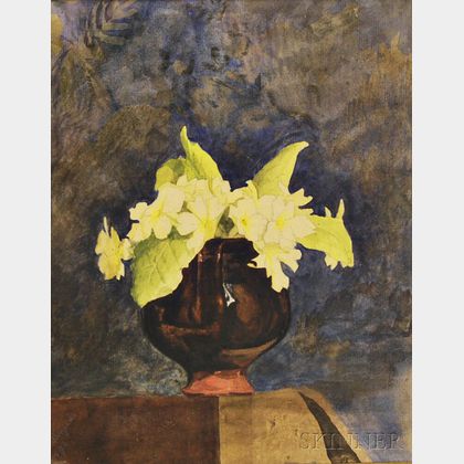 Attributed to Henry Lee (American, 1864-1930) Floral Still Life with Cowslips in a Pottery Vase