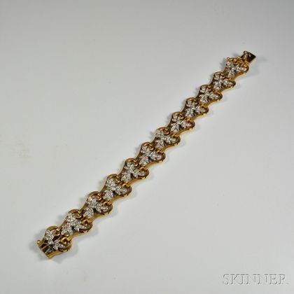 Art Nouveau-style 18kt Gold and Diamond Bracelet