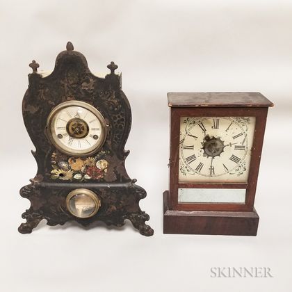 Cast Iron Front and Flat-top Cottage Shelf Clocks