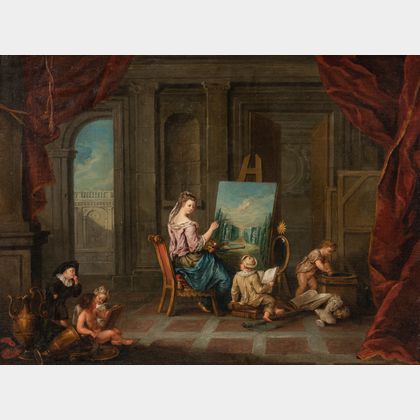 School of Charles-Antoine Coypel (French, 1694-1752) Infant Academy/Allegory of the Fine Arts
