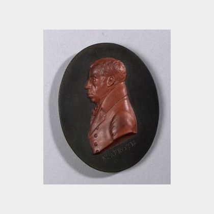 Wedgwood Black Basalt Oval Portrait Medallion of Martin Heinrich Klaproth