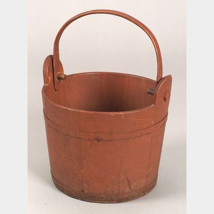 Red Painted Wooden Bucket