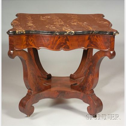 American Classical Mahogany Marble-top Center Table