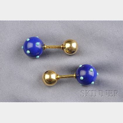 18kt Gold, Lapis, and Turquoise Cuff Links, Jean Schlumberger, Tiffany & Co.