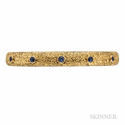 Art Nouveau 14kt Gold and Sapphire Bangle Bracelet