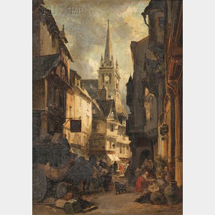 Jules Achille Noel (French, 1815-1881) The Bustling Market