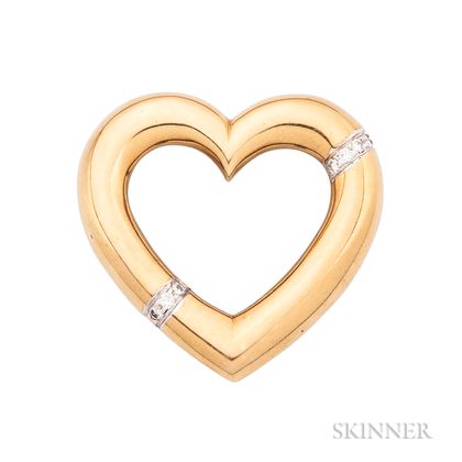 18kt Gold and Diamond Heart Brooch, Paloma Picasso, Tiffany & Co.