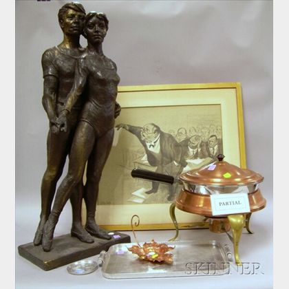 Glazed Ceramic Sculpture of Two Dancers