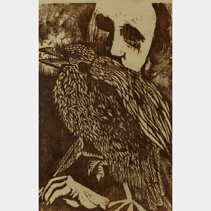 Lot of Two Woodblock Prints: Antonio Frasconi (Argentine, b. 1919),Edgar Allan Poe