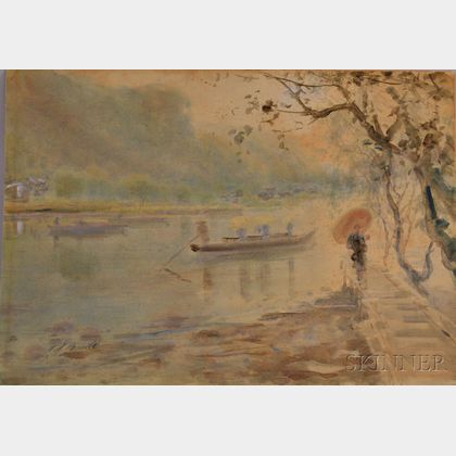 Yamada Baske (Japanese, 1869-1934) River Landscape