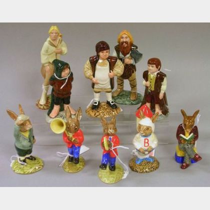 Ten Small Royal Doulton Porcelain Lord of the Rings and Bunnykins Character Figures