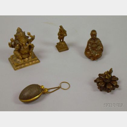Five Small Bronze and Metal Figures and Other Articles