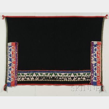 Prairie Black Wool Blanket with Ribbon Applique Decoration