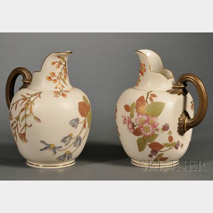 Pair of Royal Worcester Porcelain Pitchers