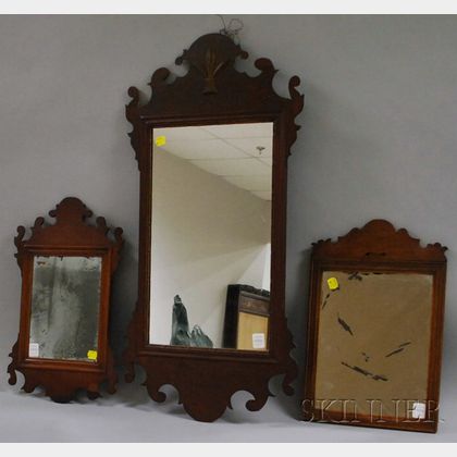 Two Chippendale Mahogany Mirrors and a Small Queen Anne Mahogany Mirror