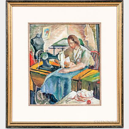 Attributed to Iver Rose (American, 1899-1972) Woman with a Sewing Machine.