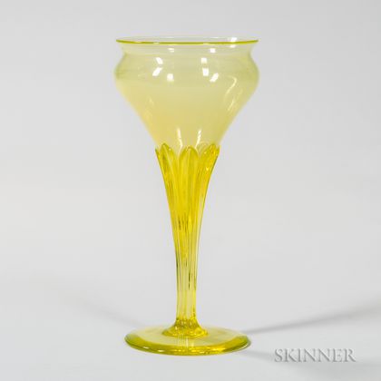 Vaseline Glass Floriform Vase