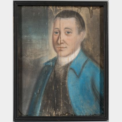 Benjamin Blyth (Massachusetts, 1746-1786),Portrait of a Man in a Blue Jacket, a Member of the Perkins Family, Newburyport, Massachuset