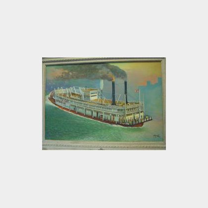 Framed Oil of the Riverboat Sprague