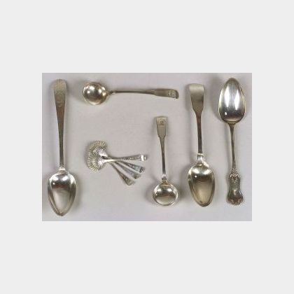 Nine Irish and Scottish Georgian Silver Flatware Items