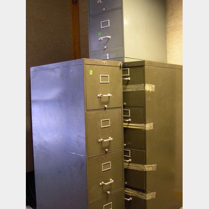 Six Metal File Cabinets. 