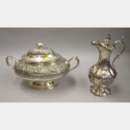 Tiffany & Co. Silver Plated Covered Tureen and a Silver Plated Lidded Ewer. 