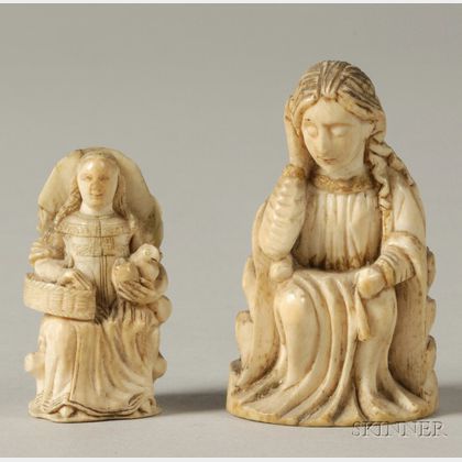 Two Small European Carved Ivory Figures