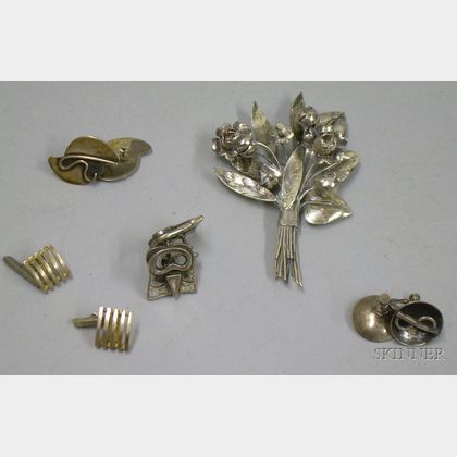 Group of Mexican, Rebajes, Lobel, and Native Crafts Silver Jewelry. 