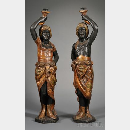 Pair of Victorian Blackamoor Hall Figures