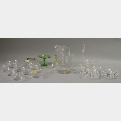 Twenty-two Pieces of Mostly Colorless Cut Glass Tableware