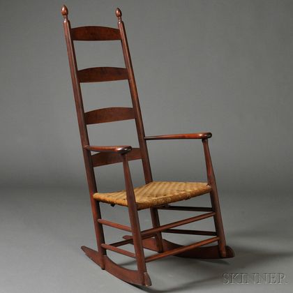 Shaker Maple and Bird's-eye Maple Ladder-back Rocking Chair