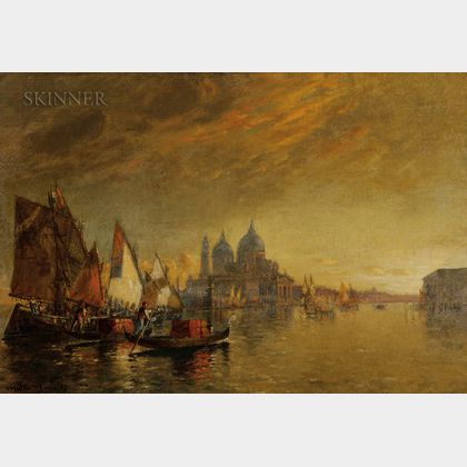 Walter Franklin Lansil (American, 1846-1933) Return at Sunset, Venice