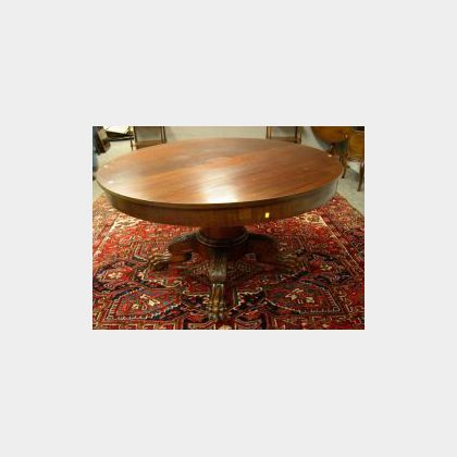 Classical Revival Carved Mahogany Pedestal Dining Table